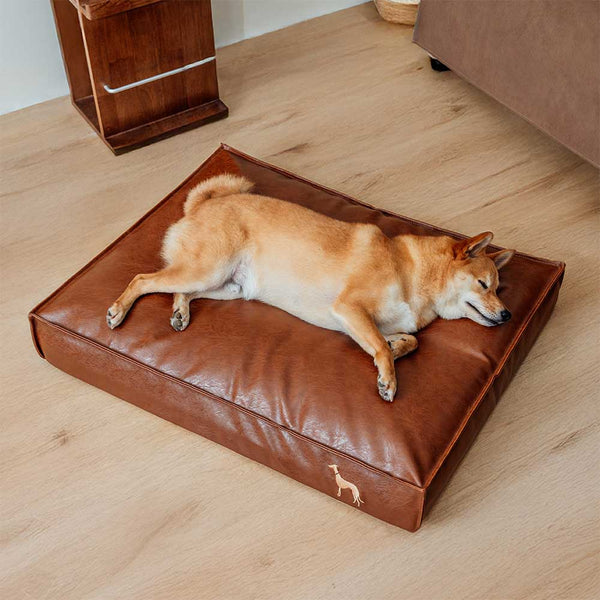 Durable and Easy-Clean Waterproof Leather Dog Bed
