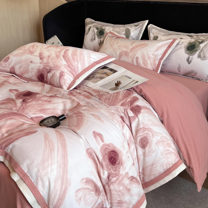 Elegant Floral Skin-friendly Brushed Cotton Bed Sheet Set