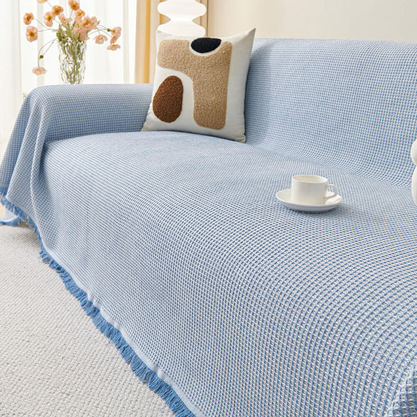 All-Season Solid Waffle Weave Durable One-Piece Couch Cover