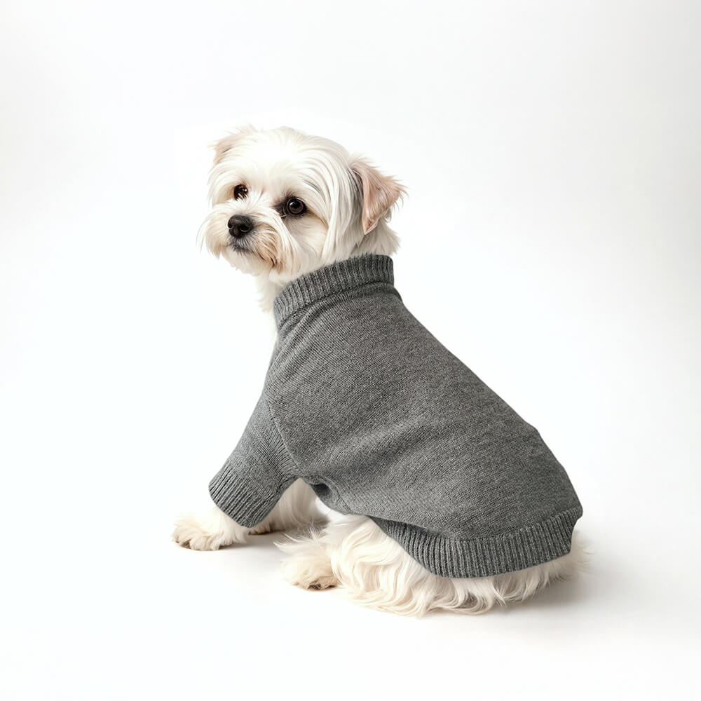 Pull à capuche décontracté en fausse fourrure de lapin, col roulé, tricot extensible pour chien