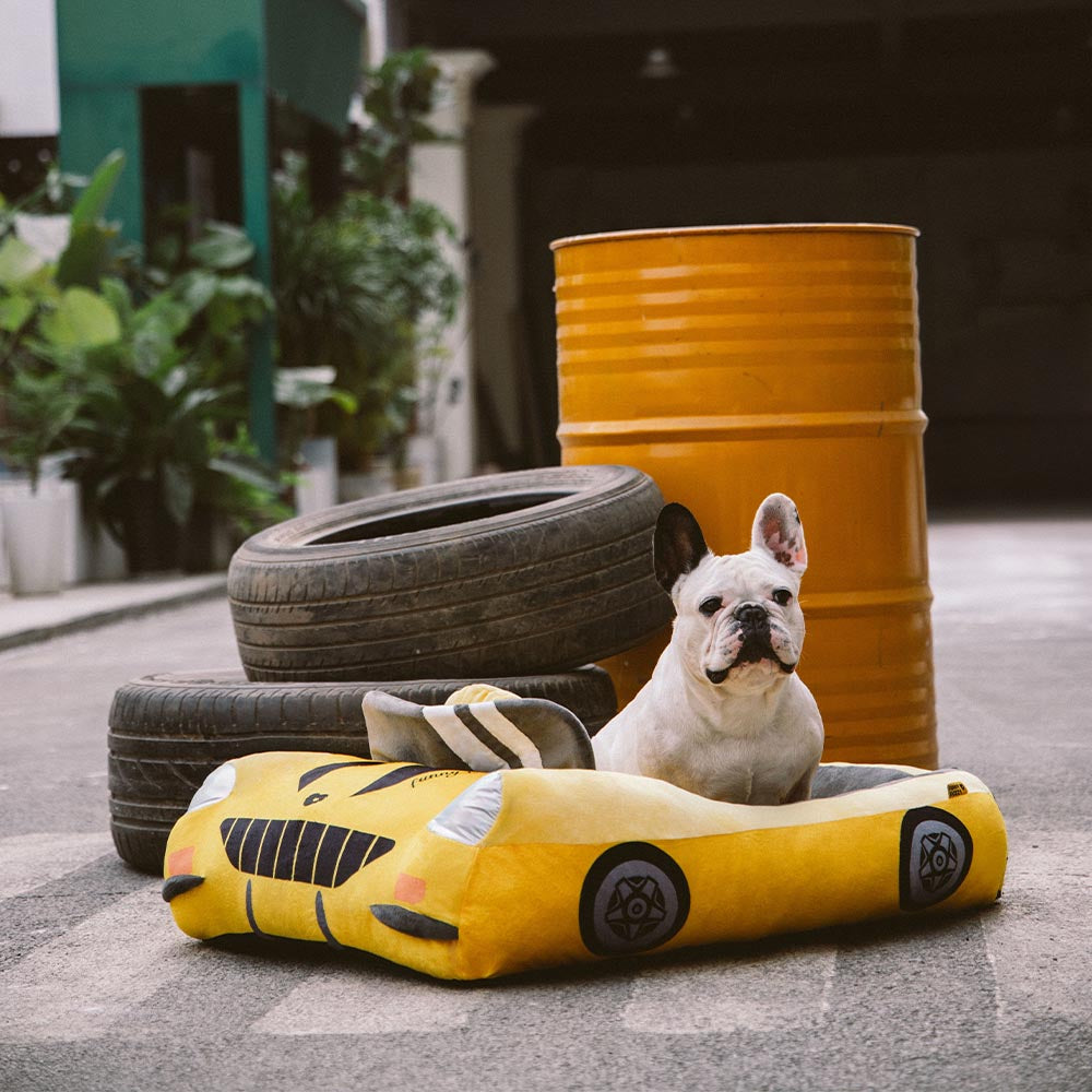 FUNNYFUZZY Chic Racer Car Supportive Dog Bed - Glamour Drive