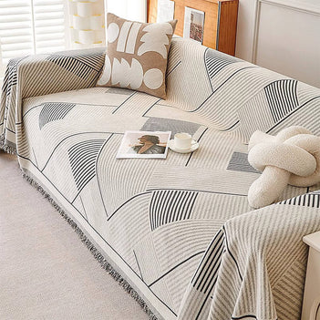 Classic Geometric Pattern Chenille Throw Couch Cover