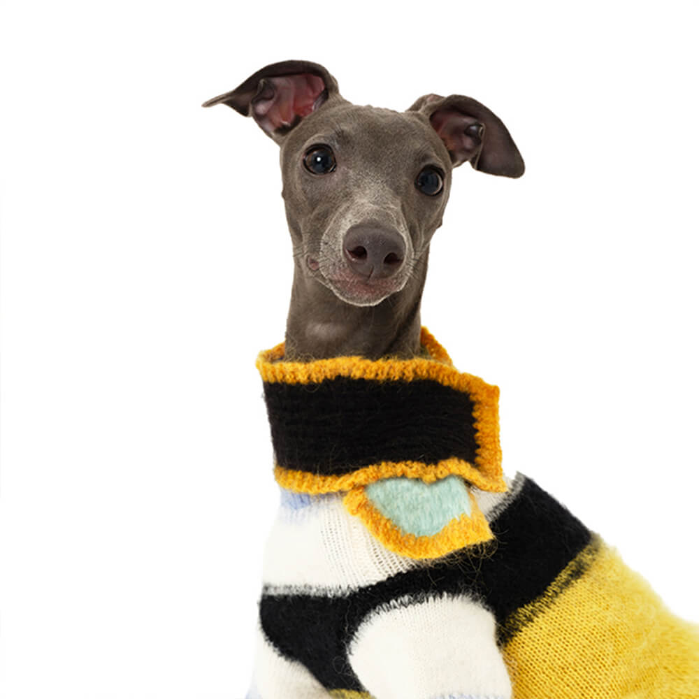 Colorful Soft Mohair Warm Knitted Dog Scarf