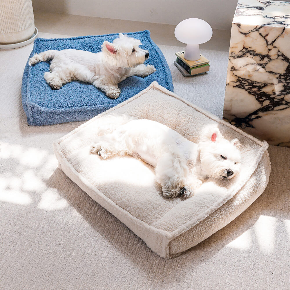 Curved Support Teddy Fabric Waterproof Dog & Cat Bed