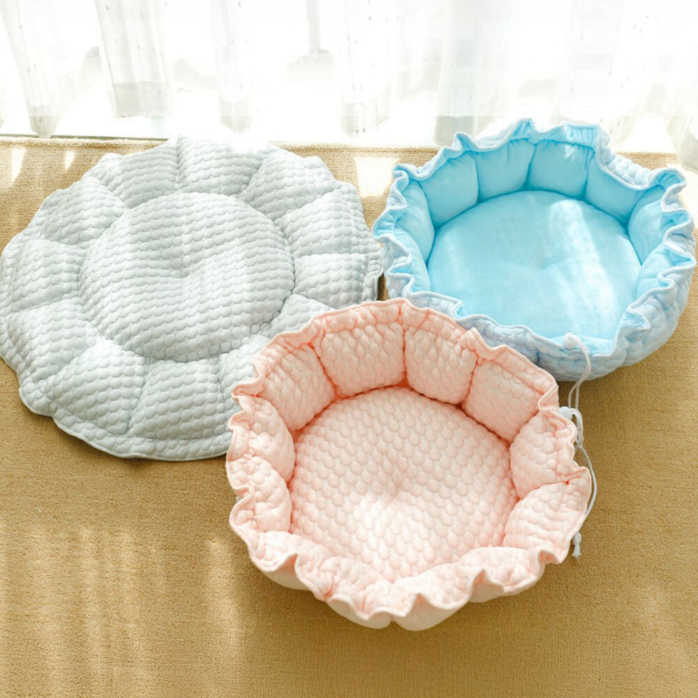 Floral Ruffled Cooling Double-Sided Versatile Dog & Cat Bed - FUNNYFUZZY