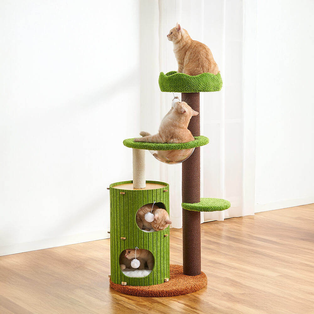 Forest Cabin Creative Space-Saving Felt Cat Tree with Scratching Post