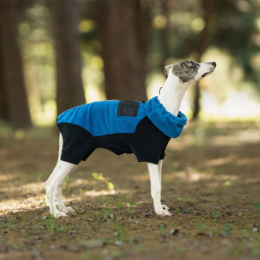 Vierbeiniger, warmer Polarfleece-Hundemantel mit abnehmbarem Rollkragen