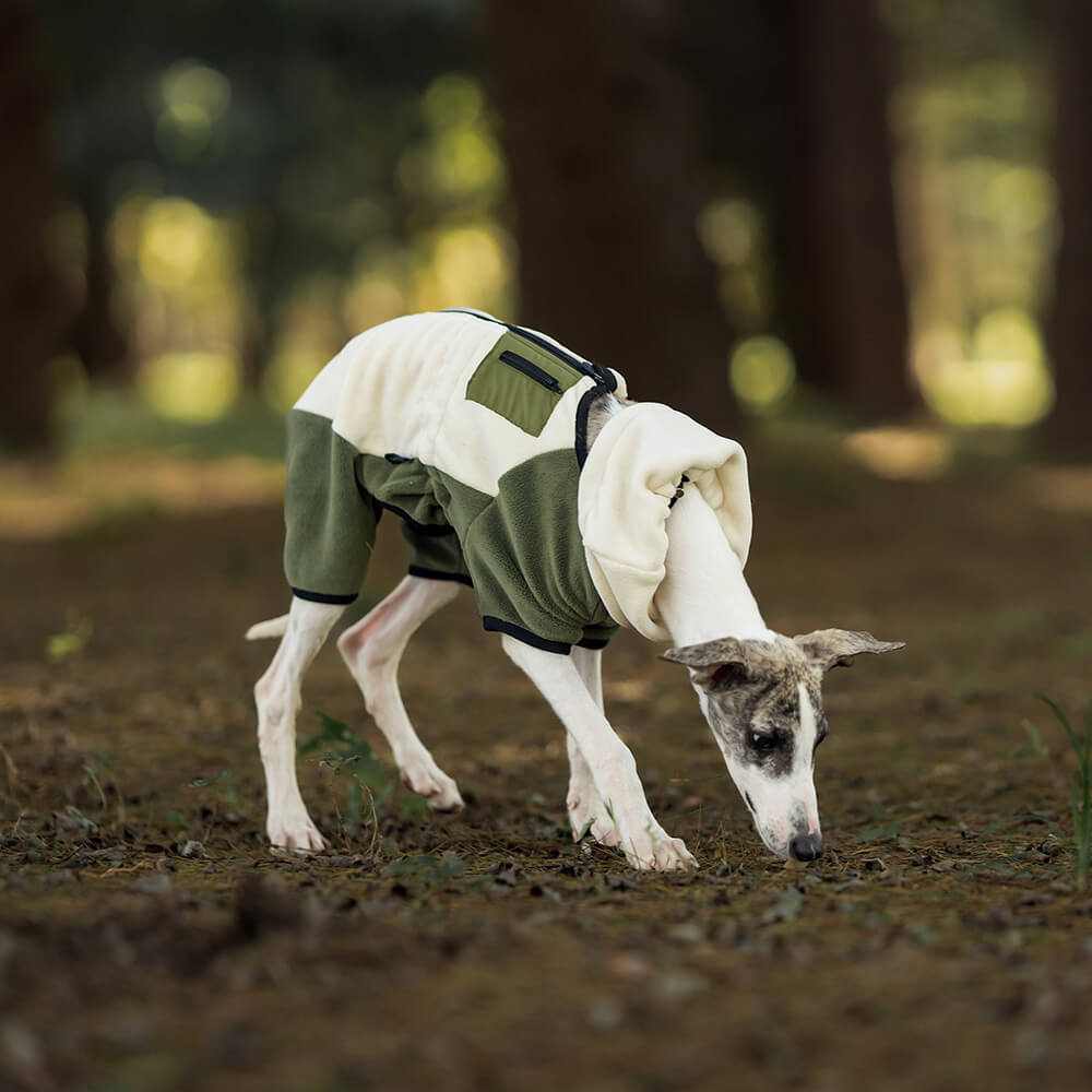 Vierbeiniger, warmer Polarfleece-Hundemantel mit abnehmbarem Rollkragen