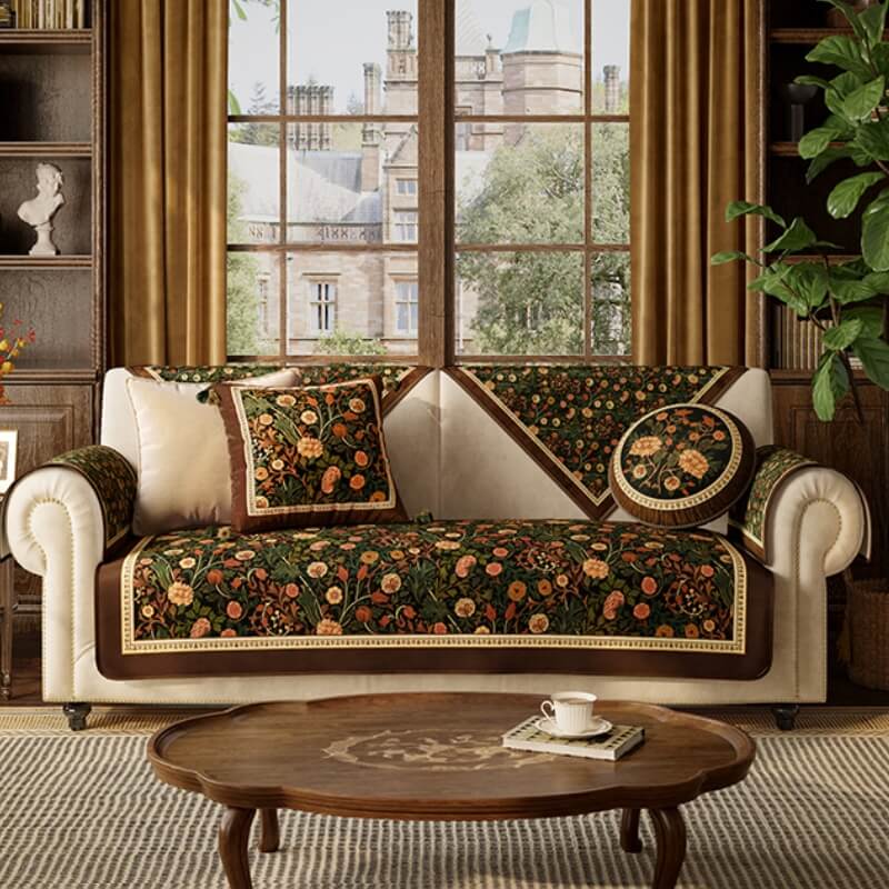 Garden Vintage Luxury Furniture Protective Non-Slip Couch Covers