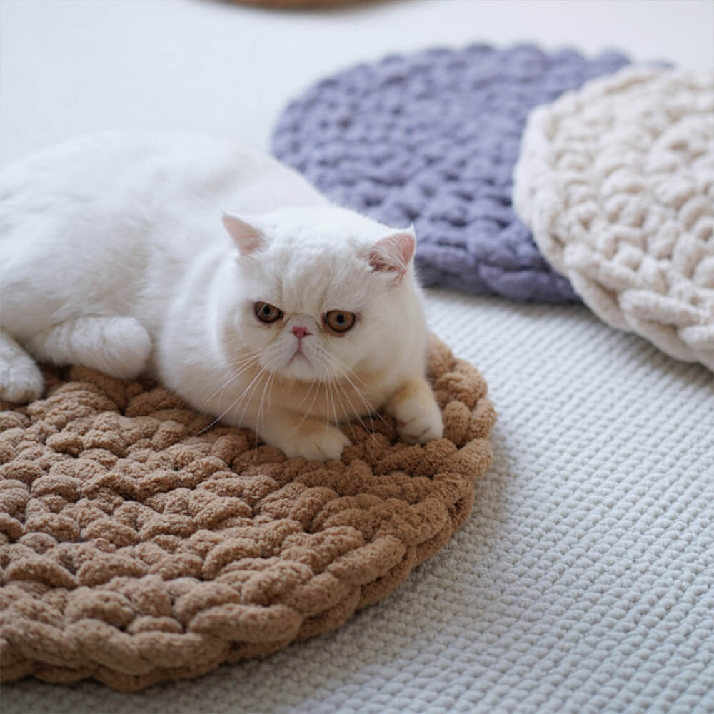 Handwoven Chunky Knit Soft Round Pet Bed Mat