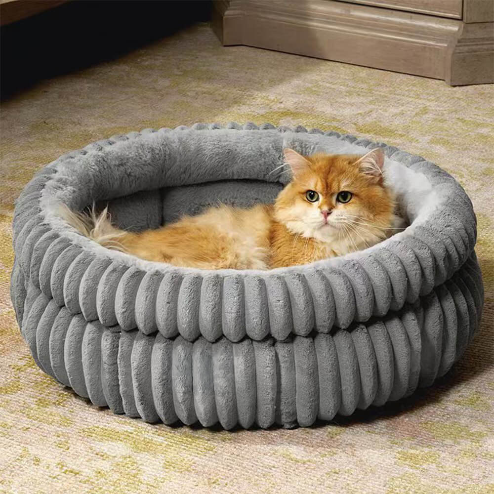 Minimalism Round Warm Milk Velvet Faux Rabbit Fur Dog & Cat Bed