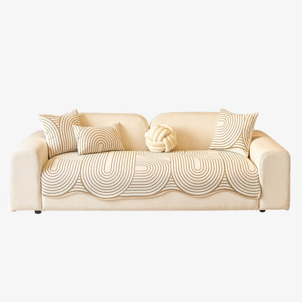 Modern Lines Chenille Artistic Sofa Protector Irregular Couch Cover