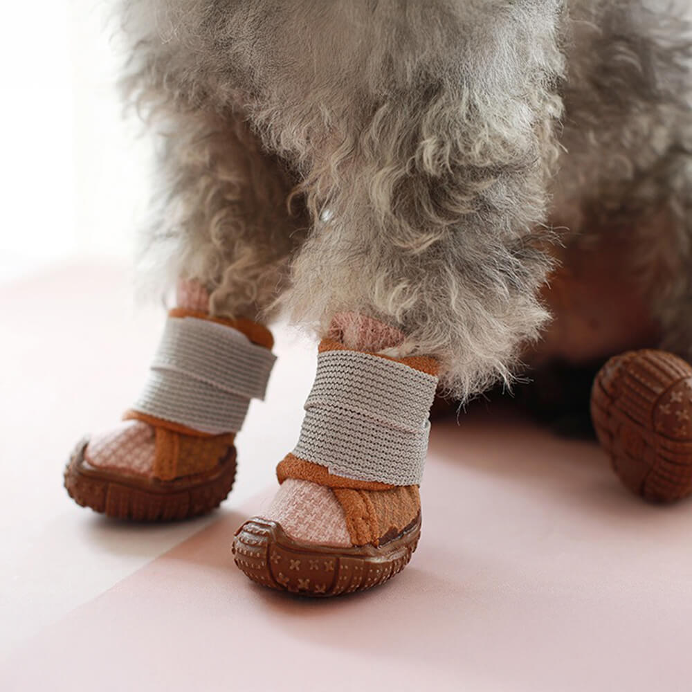 Bottes pour chien à Velcro antidérapantes durables et imperméables doublées de peluche