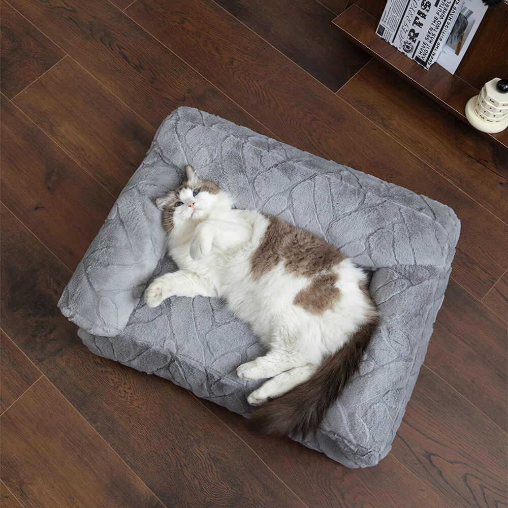 Lit chaud en jacquard pour chien et chat en fausse fourrure de lapin ultra doux