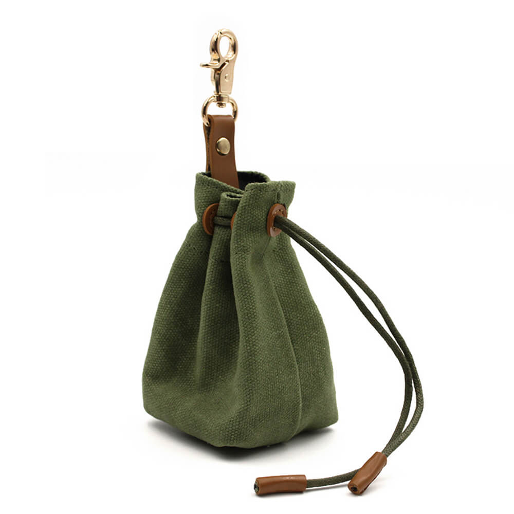 Waxed Canvas Faux Leather Outdoor Training Dog Treat Bag Waste Bag