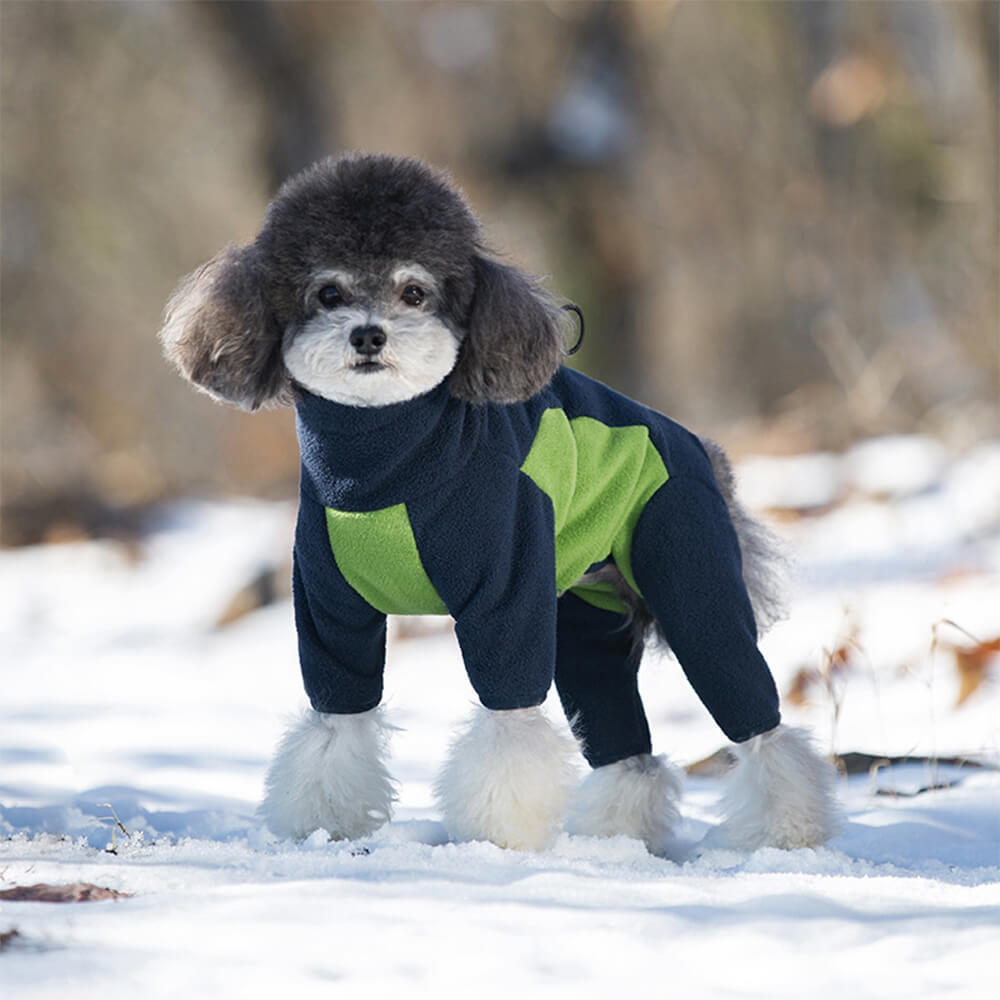 Winddichter Ganzkörper-Wärme-Rollkragenpullover aus Polarfleece für Hunde