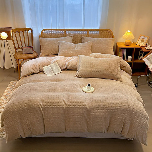 Textura tejida ultra suave terciopelo set de cama tibio