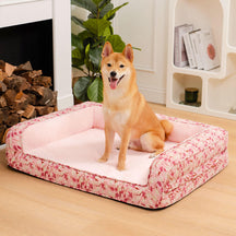 Romantic Garden Velvet Full Support Orthopedic Dog Sofa Bed