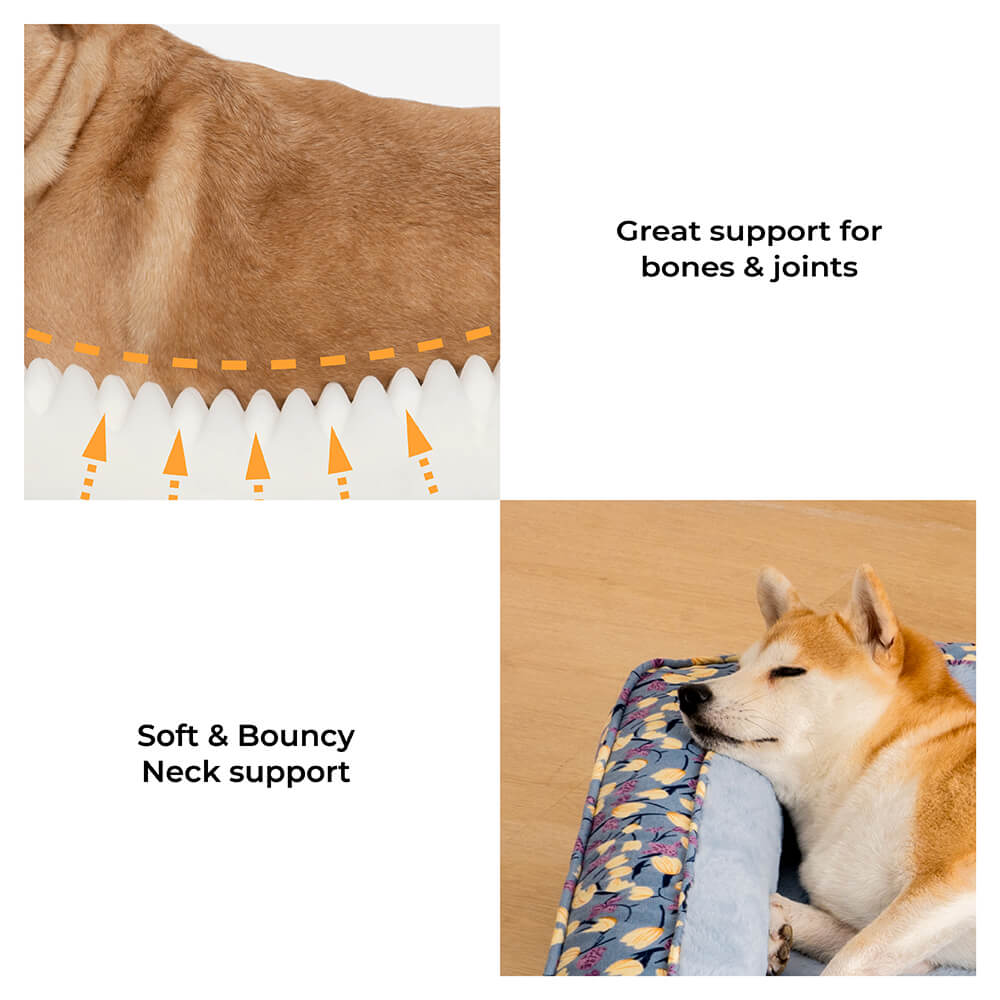 Canapé-lit orthopédique pour chien à soutien complet en velours de jardin romantique