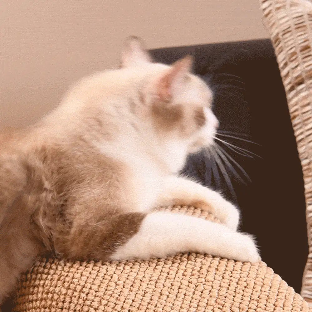 Faux Sisal Scratch-Resistant Sofa Armrest Protector Cover for Cats