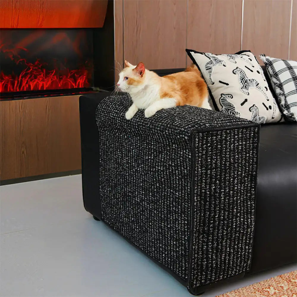 Faux Sisal Scratch-Resistant Sofa Armrest Protector Cover for Cats