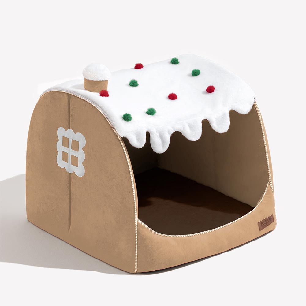 Festive Snow House Orthopedic Dog Bed - Christmas Warmth