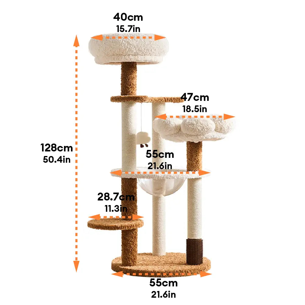 Flower Multi-Level Cat Climbing Frame Scratching Post Cat Tree with Space Capsule