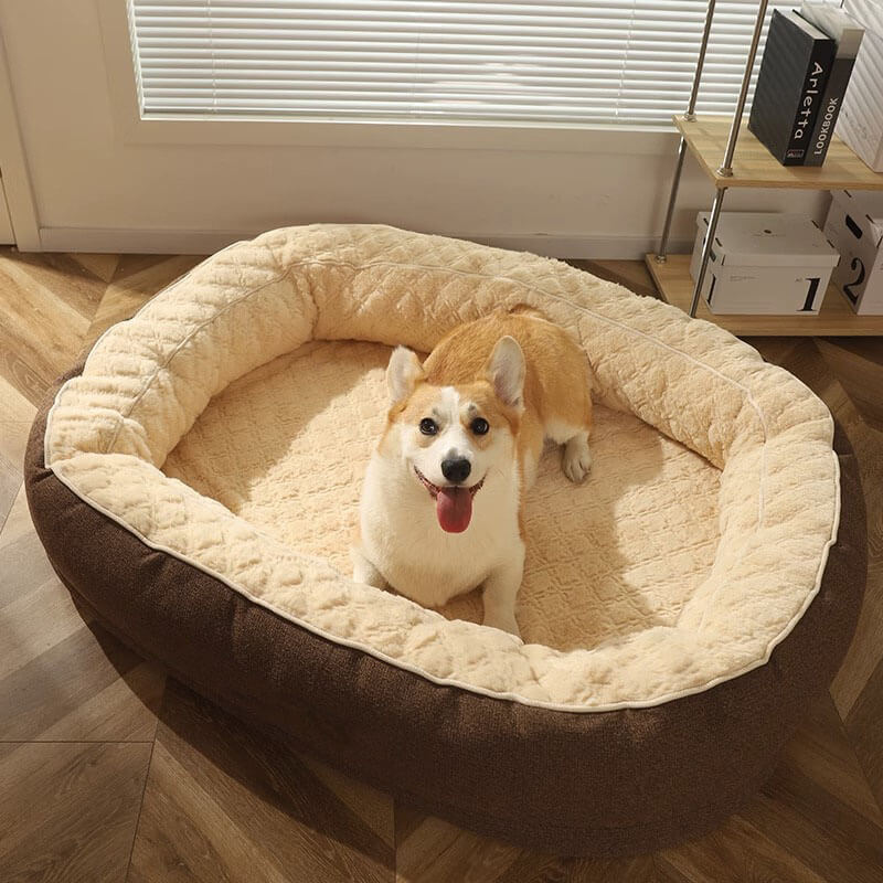 Fluffy Deep Sleeping Large Oval Dog Bed