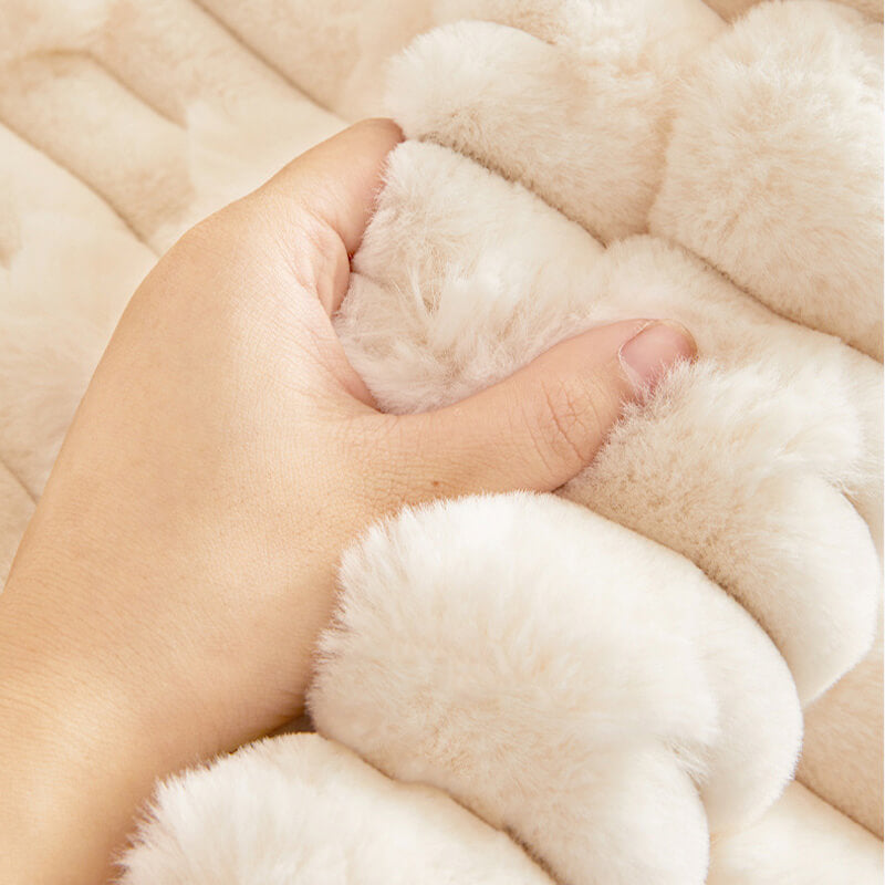 Fluffy Plush Striped Furniture Protector Couch Cover
