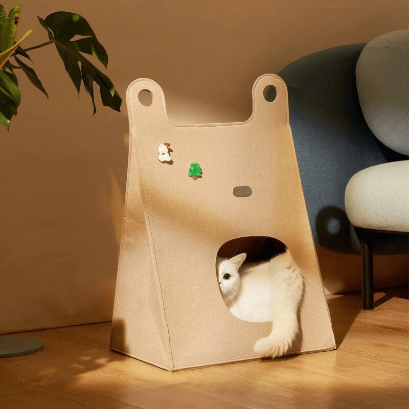 Foldable Felt Cat Hide & Seek Bag Cute Cat Nest