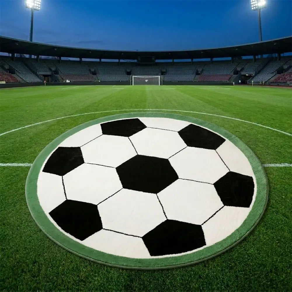 Football-Shaped Plush Scratch-Resistant Non-Slip Rug