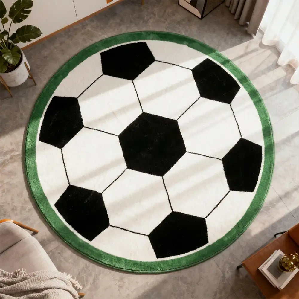 Football-Shaped Plush Scratch-Resistant Non-Slip Rug