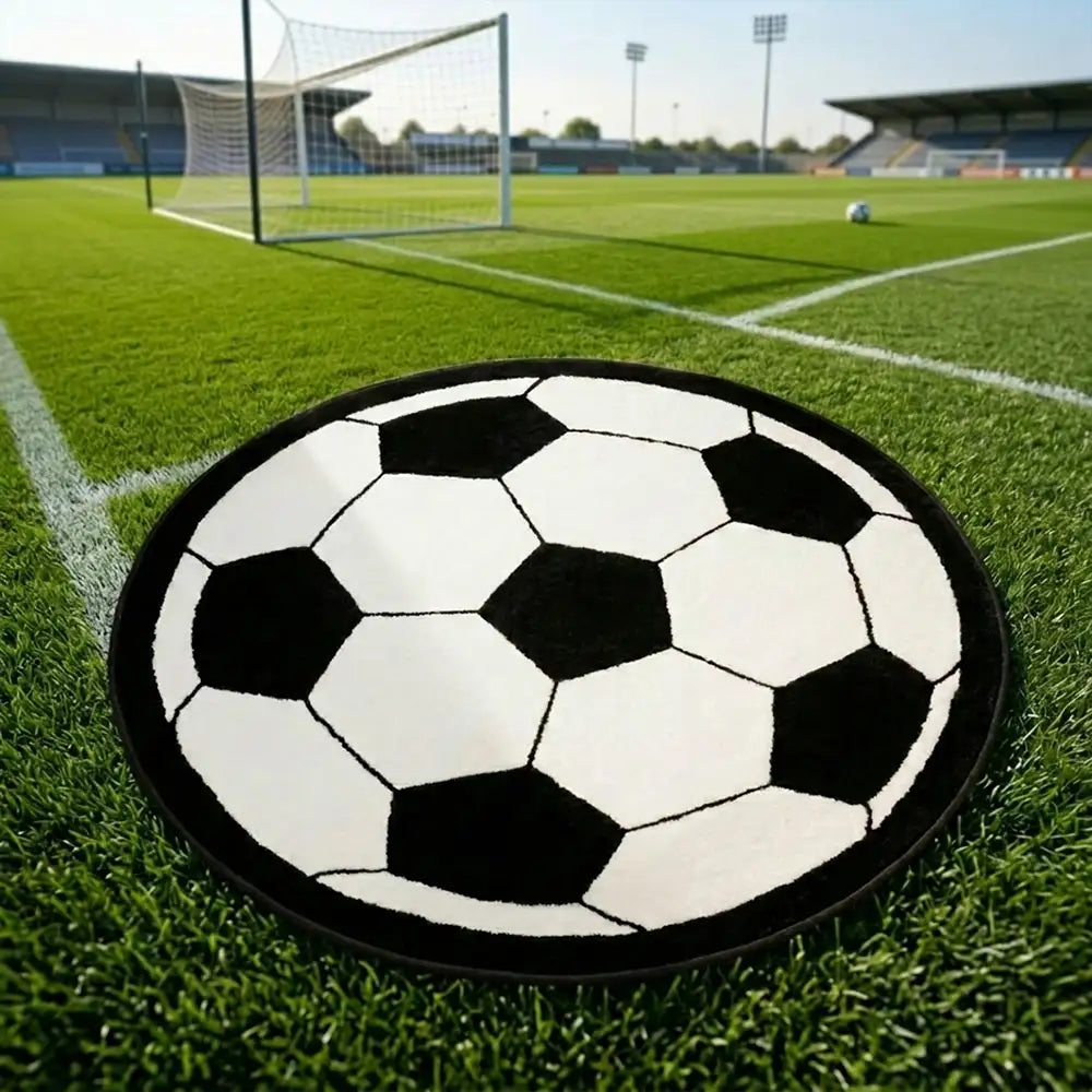Football-Shaped Plush Scratch-Resistant Non-Slip Rug