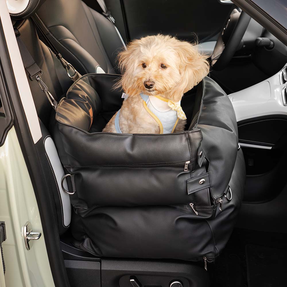 Full Leather Dog Pet Car Seat Bed - Fort