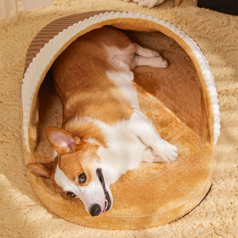 Lustiges halbgeschlossenes Hunde- und Katzenbett im Slipper-Stil