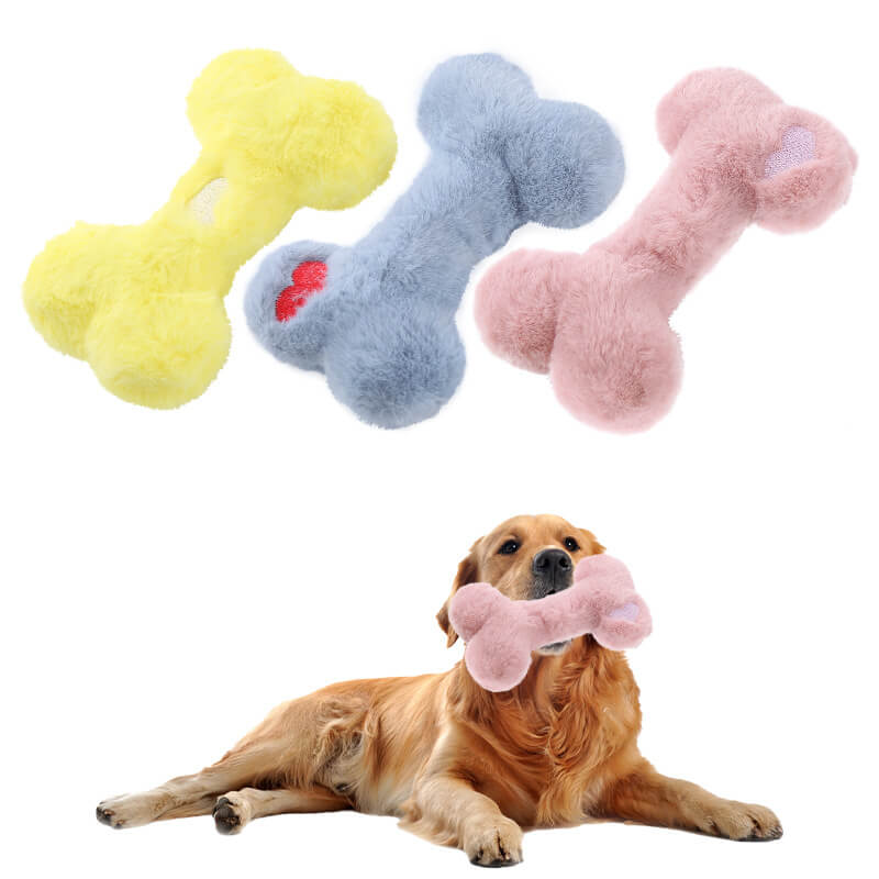 Funny Bone Squeaky Plush Toy Dog Chew Toy