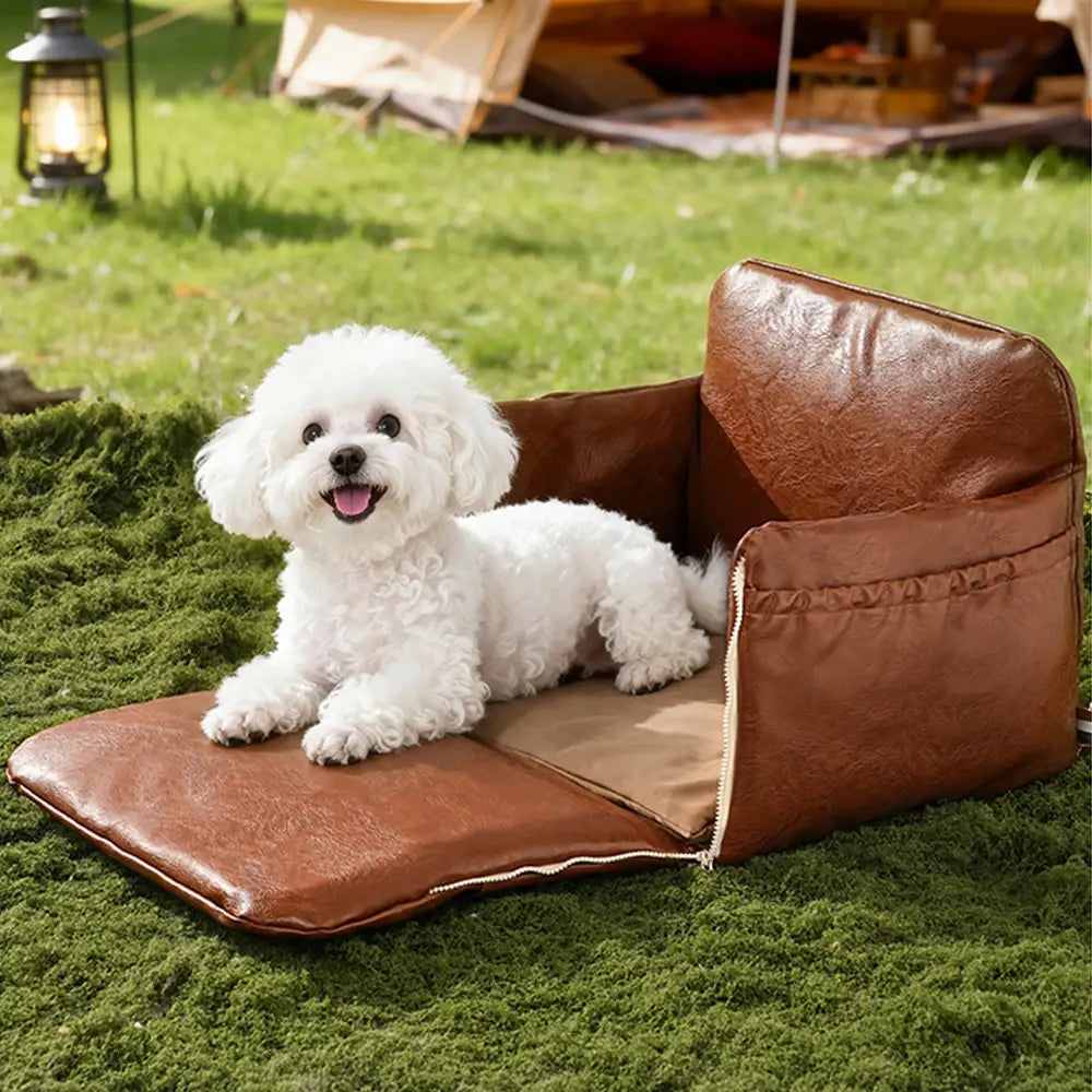 Deluxe Faux Leather Safety Center Console Pet Car Seat and Carrier 3 in 1