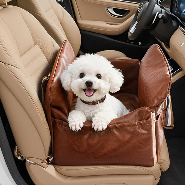 Deluxe Faux Leather Safety Center Console Pet Car Seat and Carrier 3 in 1