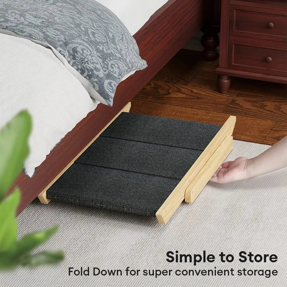 2-in-1 Foldable Wooden Dog Stairs & Ramp with Non-Slip Pad