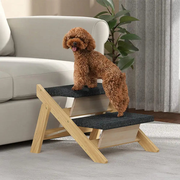 Escaleras plegables de madera para perros 2 en 1 & Rampa con almohadilla antideslizante
