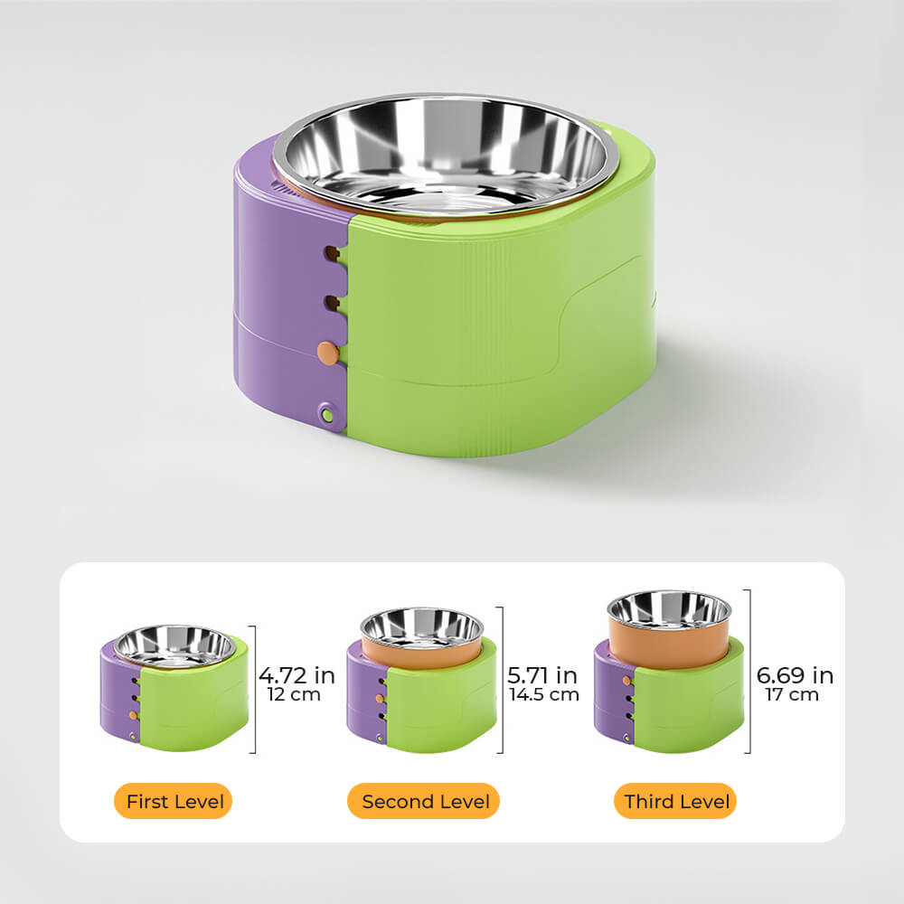 Adjustable Elevated Neck Protection Slow Feeder Pet Bowl