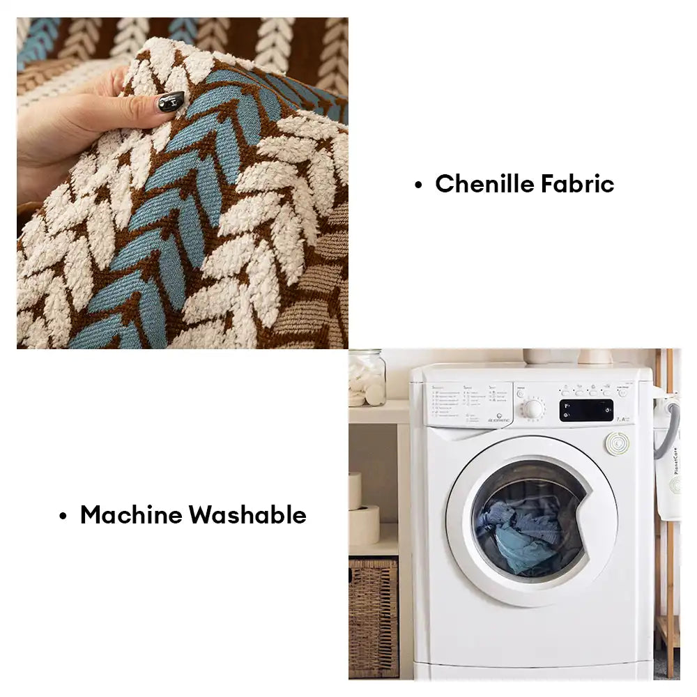 Para toda la temporada <tc>Color</tc>Funda de sofá de una pieza de chenilla con hojas vibrantes