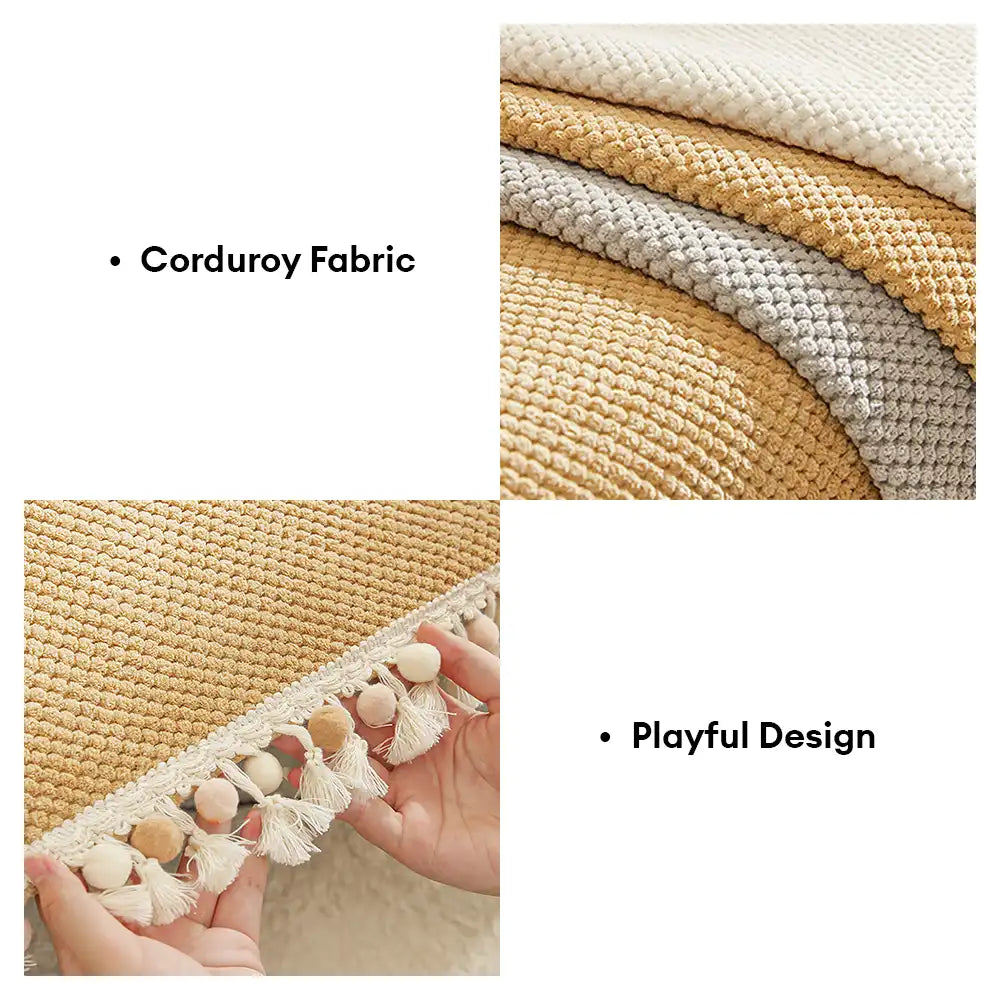 Boho Corduroy Durable Sofa Protector Couch Cover with Tassels