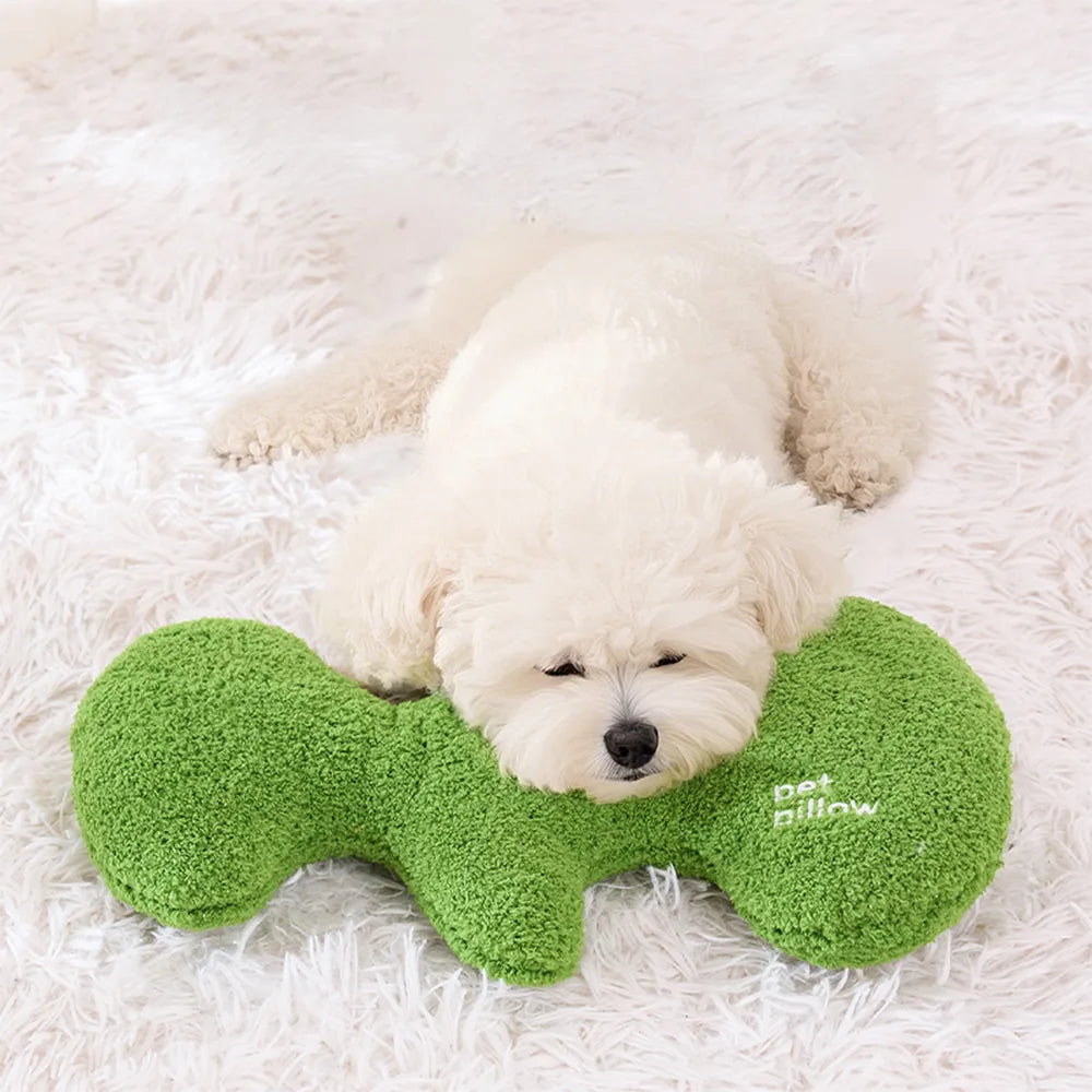 Bone-Shaped Playful Squeaky Dog Toy Pet Pillow