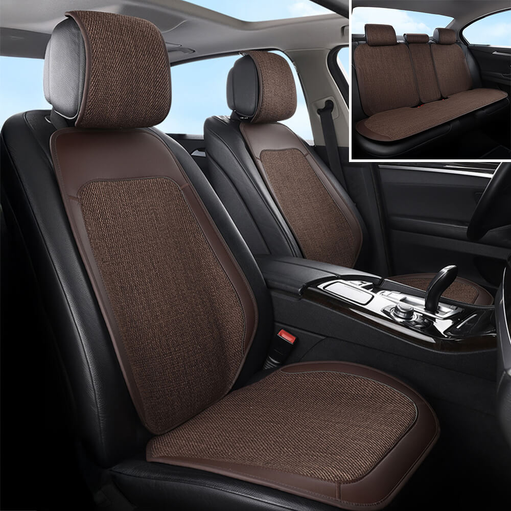 Premium Cotton Blend Breathable Anti-Slip Car Seat Cover Full Set