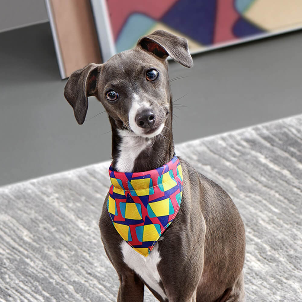 Bright Geometric Adjustable Nylon Dog Triangle Bandana Scarf