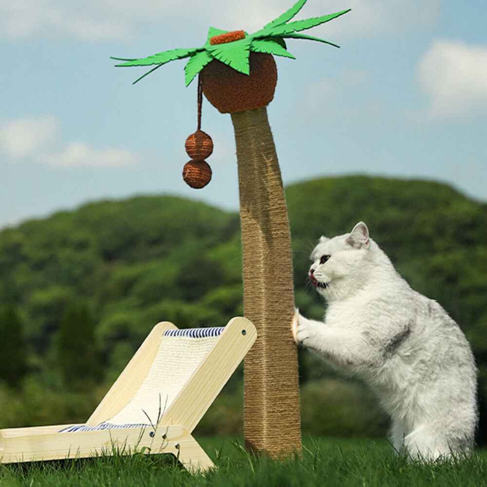 Cat Beach Vacation Lounger with Scratching Board