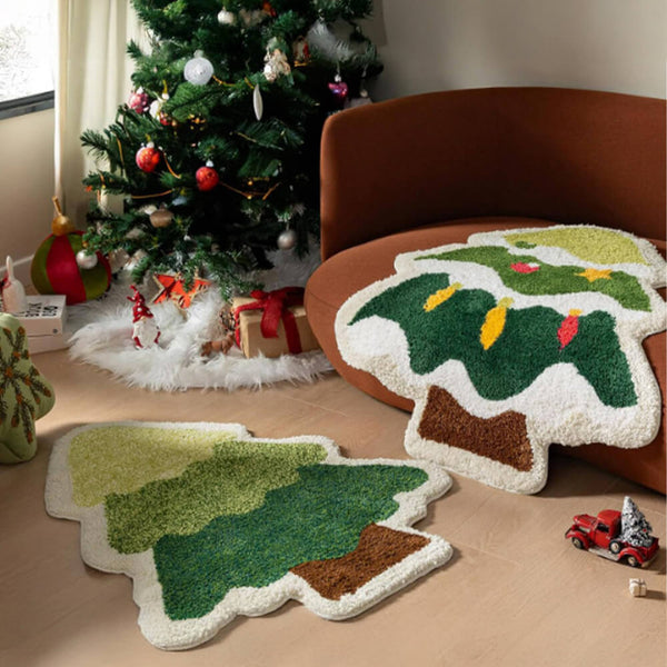 Christmas Tree Shaped Thick Soft Multi-Purpose Non-Slip Decorative Home Rug