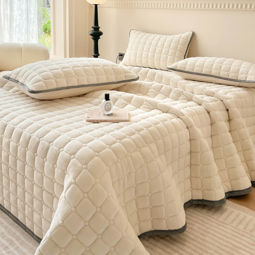 Classic Plush Soft Velvet Quilted Protector Bedspread