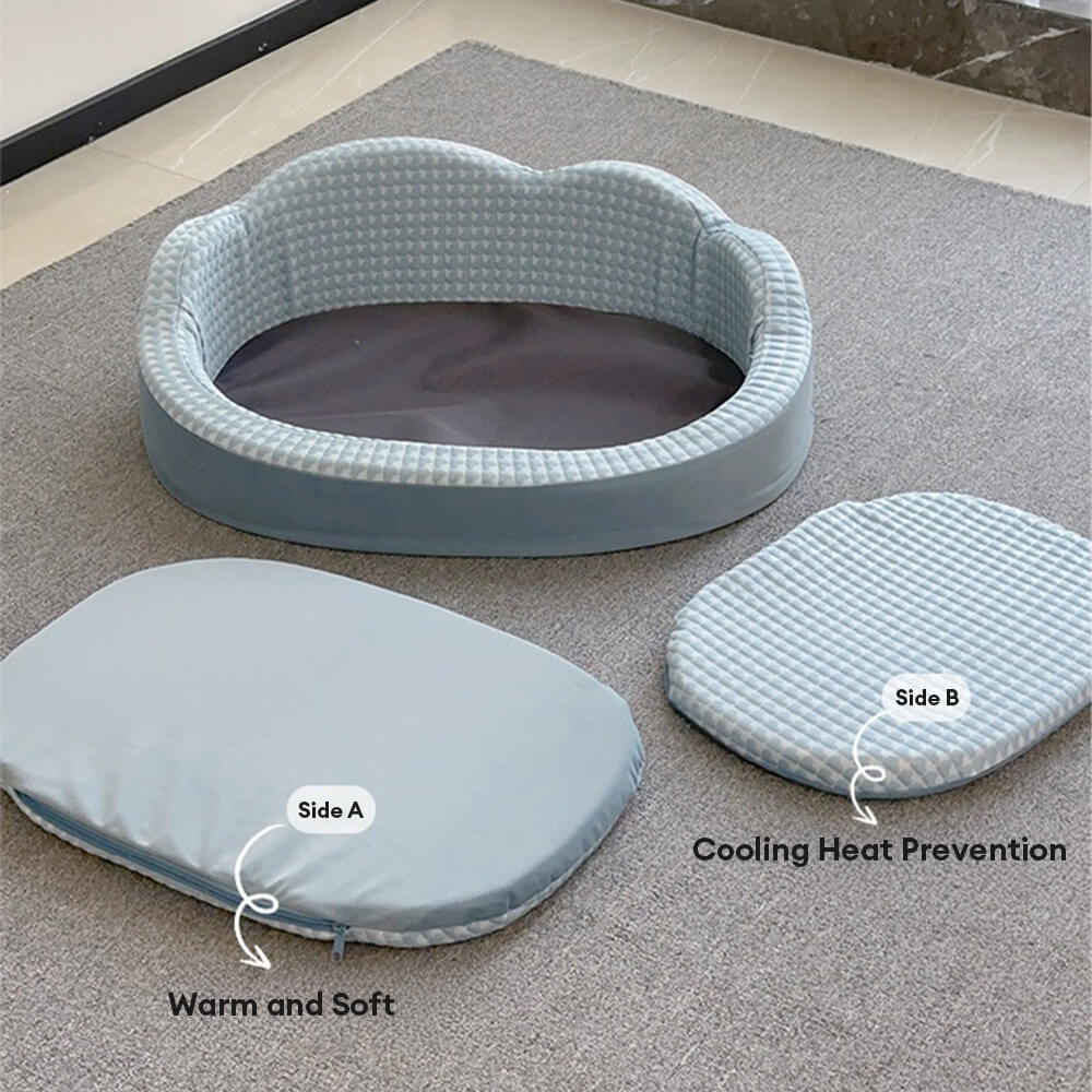 Cloud-Shaped Cooling Reversible Washable Non-Slip Dog & Cat Bed